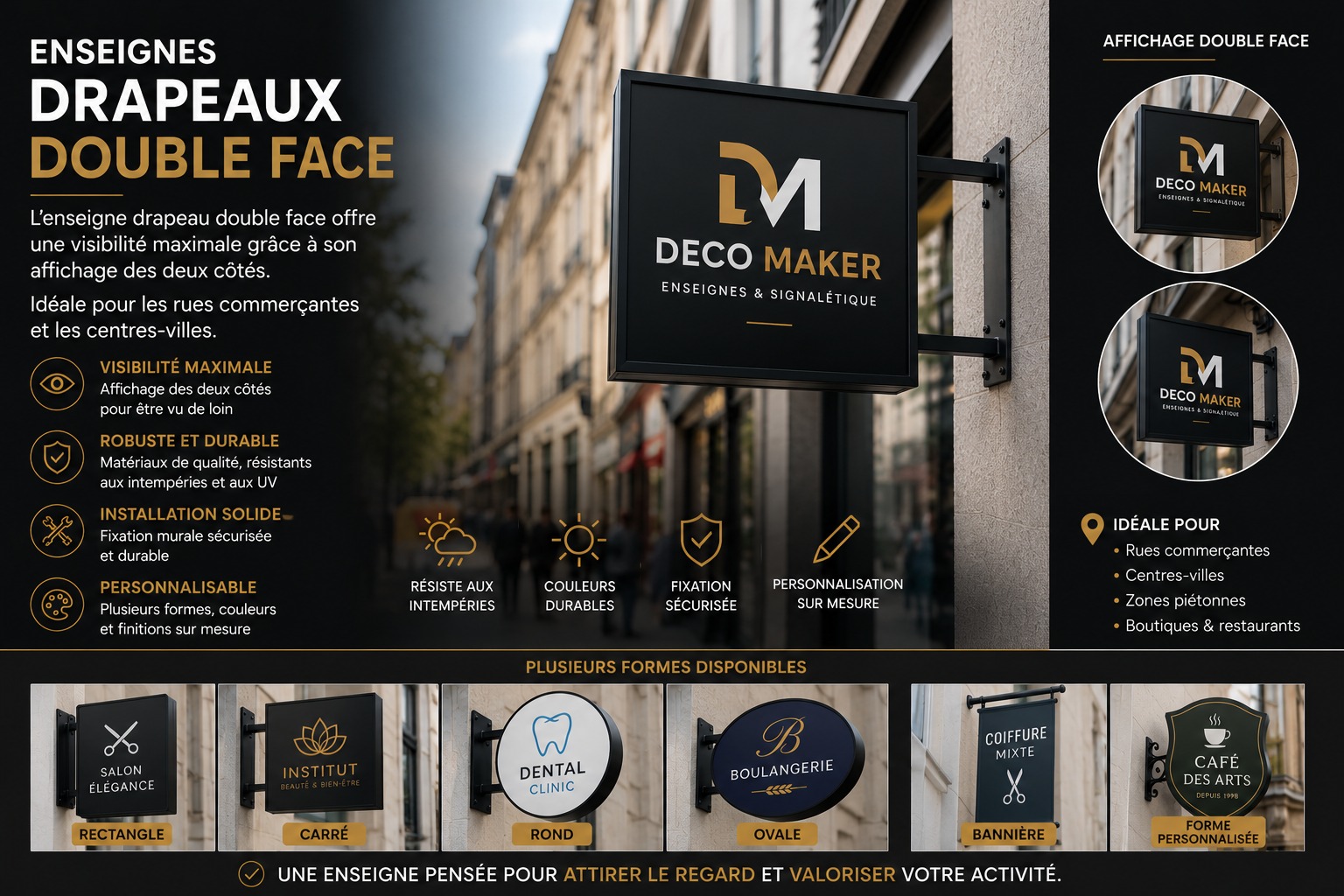 Enseignes drapeaux double face